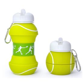 Sports Water Bottle, Silicone Collapsible Spherical Drinking Mug, Leak-proof Squeezable Shockproof, Basketball Soccer Baseball Billiards Volleyball Go (Option: D)