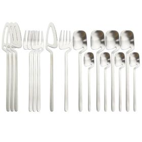 Desserts Soup Coffee Use 16pcs Table Decor Cutlery Sets (Color: Silver, Type: Flatware Set)